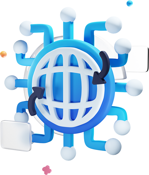 3D illustration of a connected global network