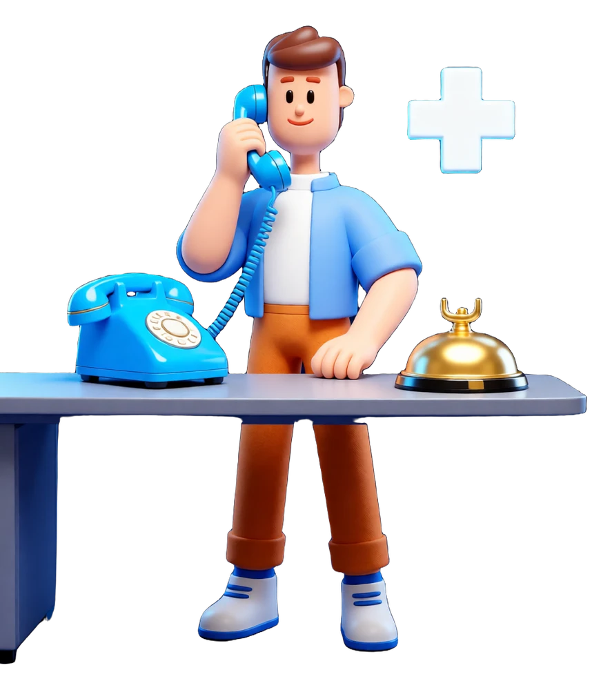 XS4Arabia 3D character — VoIP phone systems for hotels and clinics in Bahrain