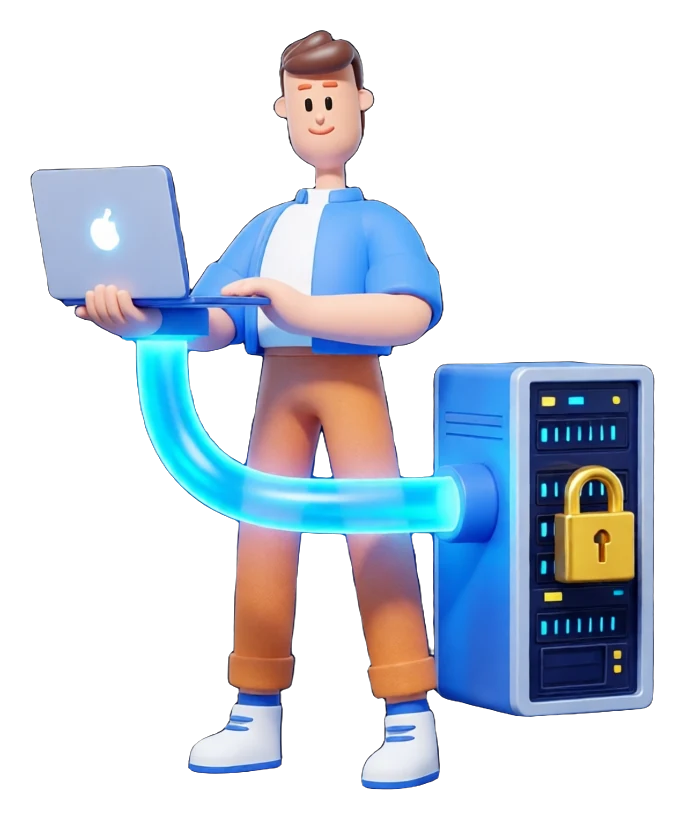 XS4Arabia 3D character — secure VPN tunnel in Bahrain