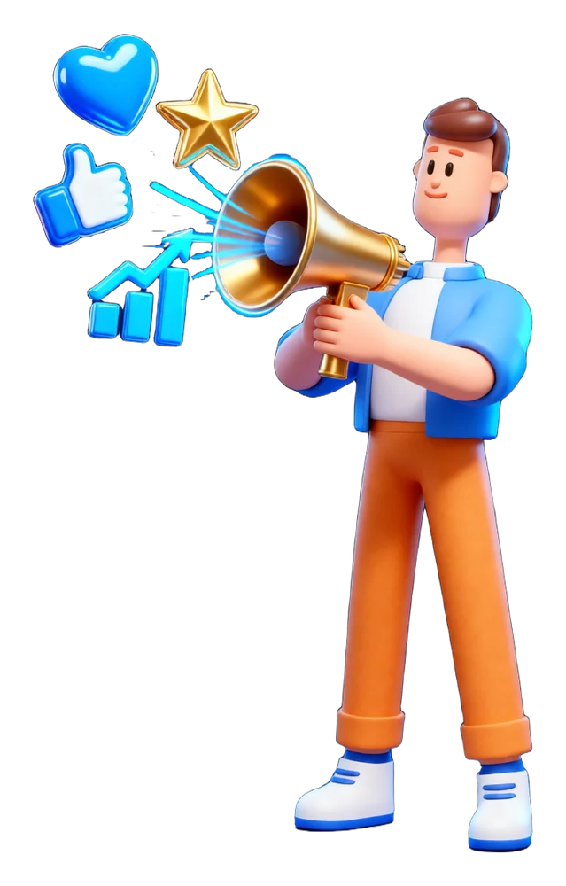 Digital marketing that grows your business online in Bahrain - megaphone and growth illustration