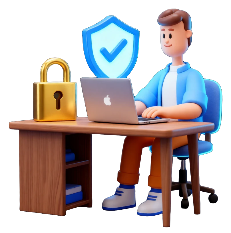 XS4Arabia 3D character — secure remote work over VPN in Bahrain