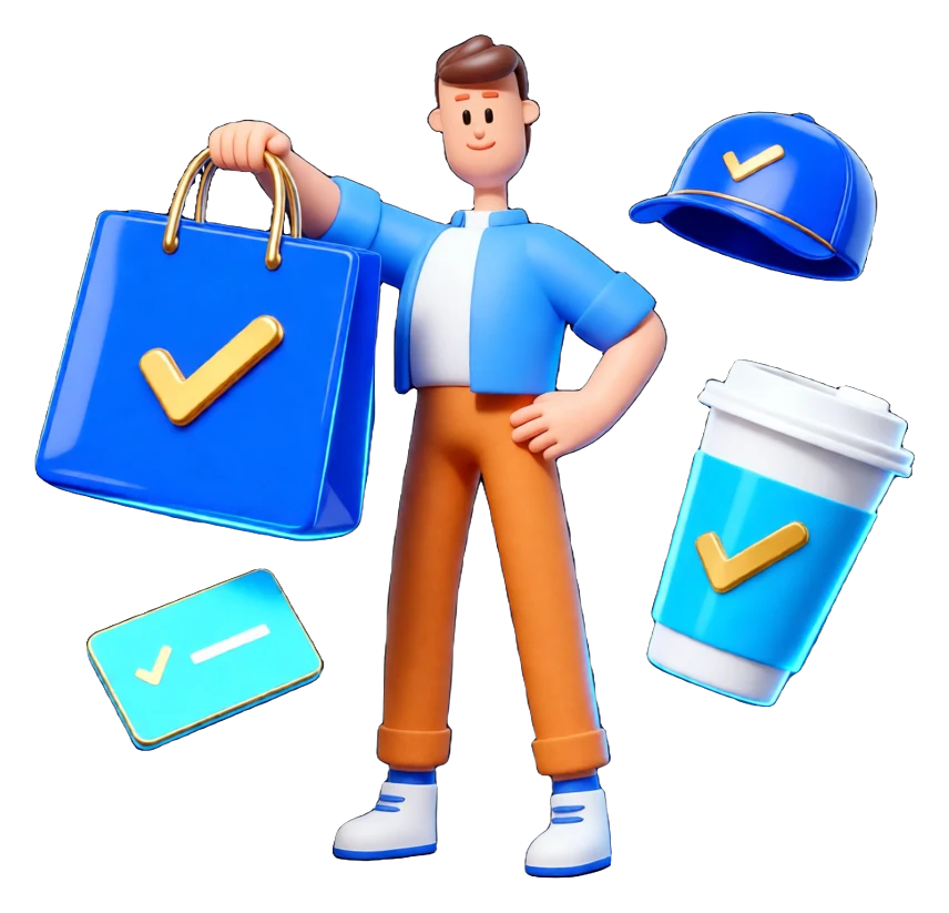 XS4Arabia 3D character — branded merchandise design for businesses in the Gulf