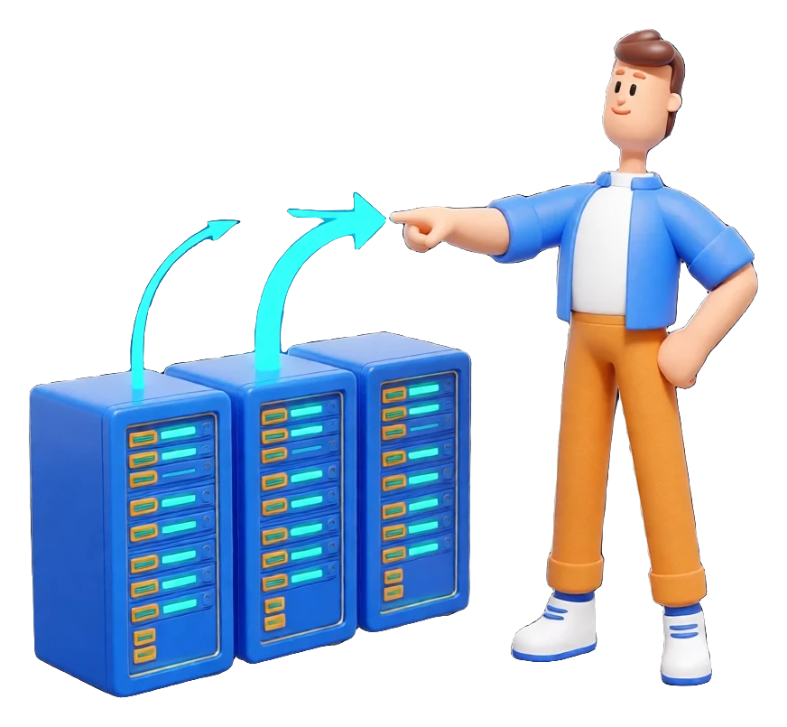 XS4Arabia 3D character — load balancing traffic across servers in Bahrain