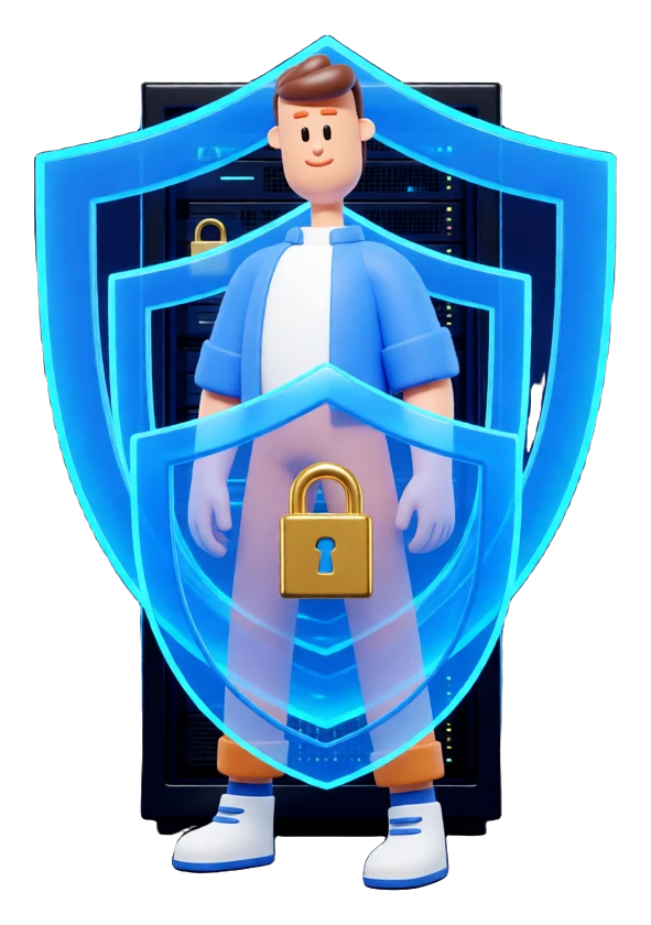 XS4Arabia 3D character — network security and firewall in Bahrain