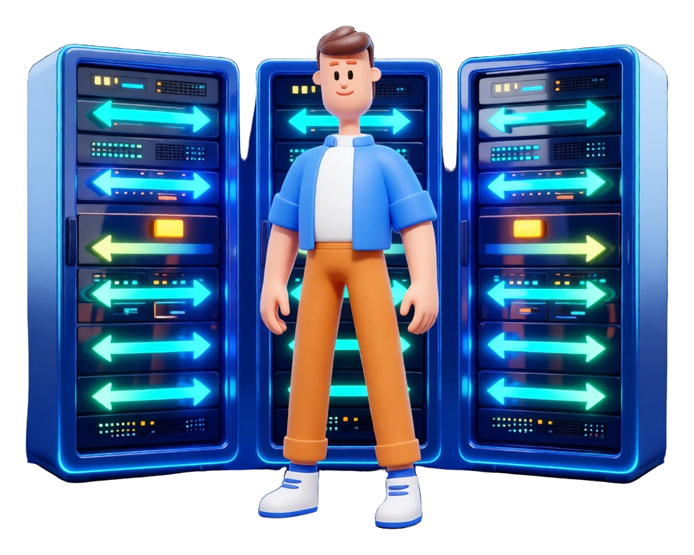 XS4Arabia 3D character — enterprise-grade load balancing in Bahrain